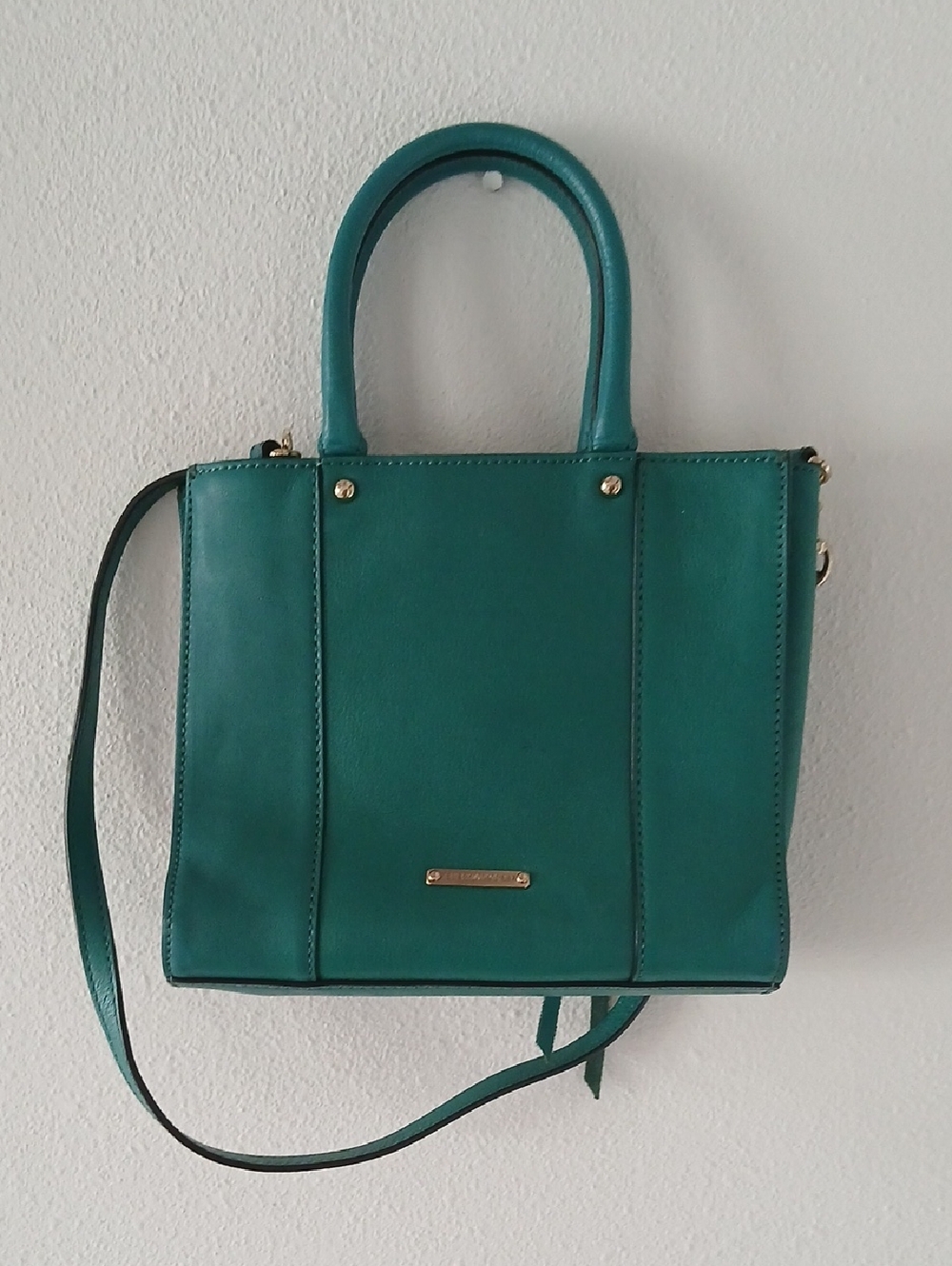 Rebecca Minkoff Teal Structured Top-Handle Tote Bag with Crossbody Strap